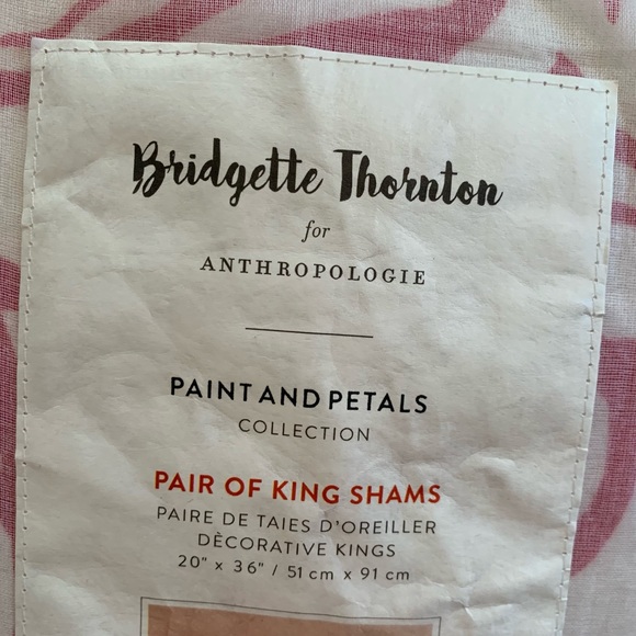 Bridget Thornton Paint and Petals for Anthropologie Roses King Shams - Picture 3 of 5
